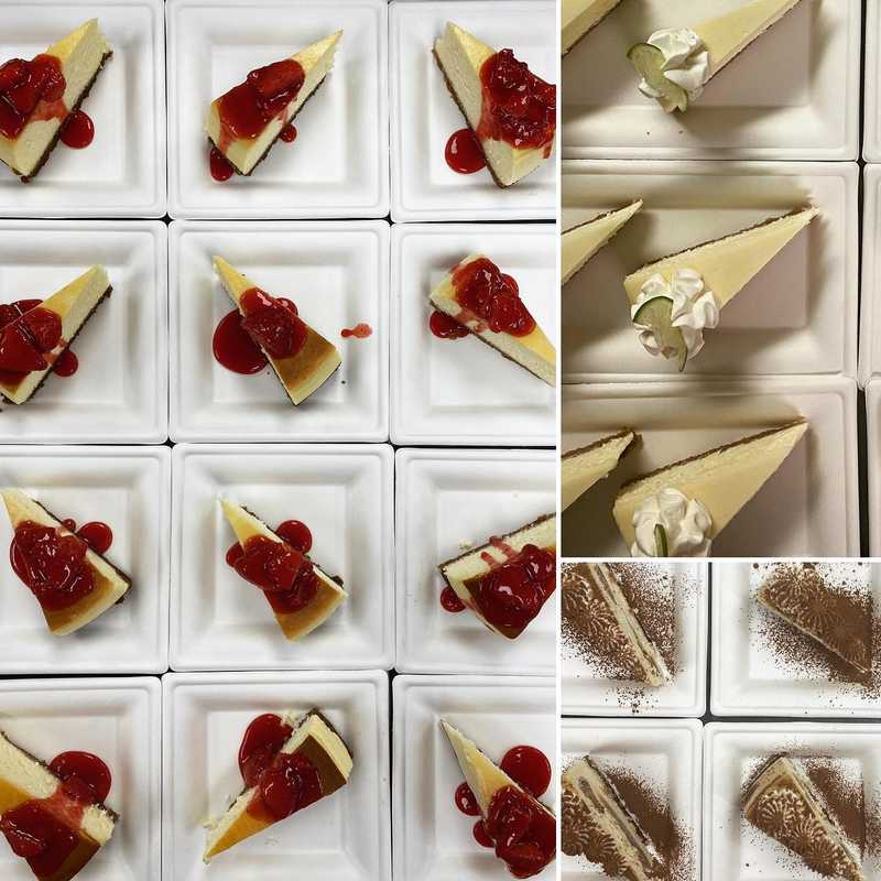 Not the best lighting, but maybe my best work. 144 slices. NY w/ strawberries, tiramisu, and key lime. Happy graduation @tess.rocha! 
.
.
.
#cheesecakefactory #graduationdesserts #cheesecakecoma #homemadecheesecake